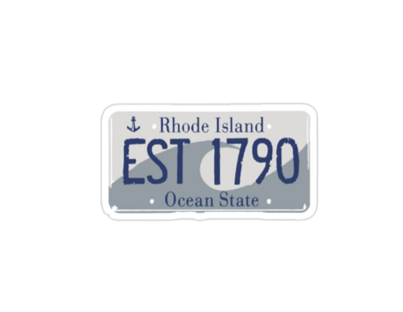 Rhode Island License Plate 1790 vinyl sticker